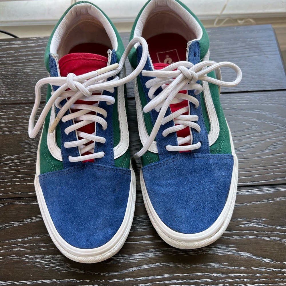 Vans Blue and Green Sneakers with Suede Panels 6.5M/8W